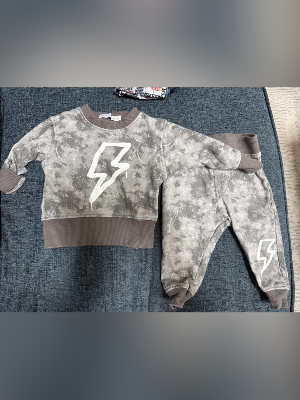 Little Mish 3 month Gray Camo Lightning set